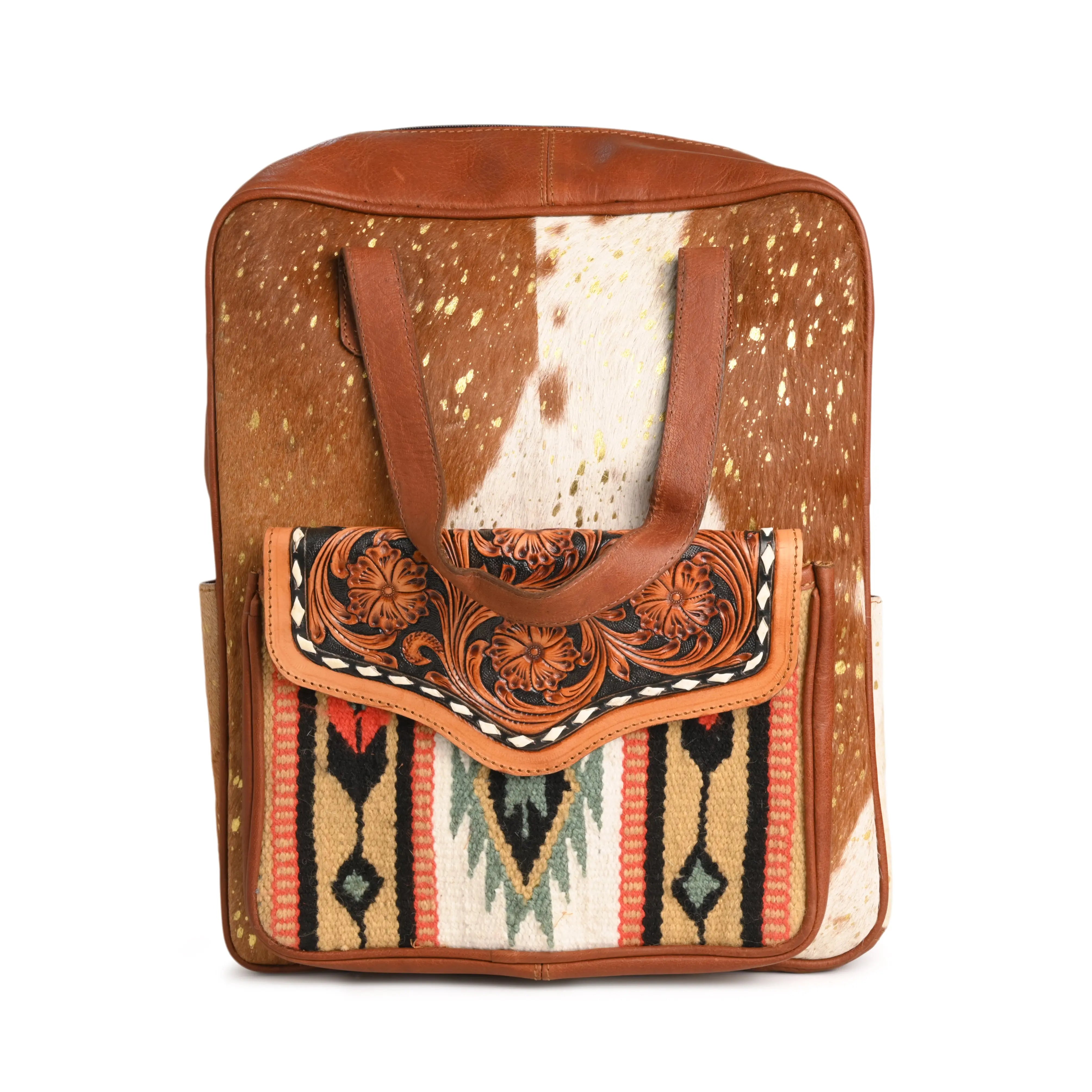 Western Tooled Cowhide Backpack - abitoamerica
